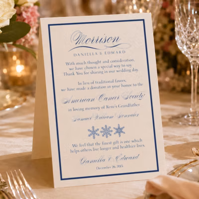 Tented Donation Card